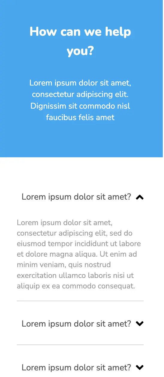  FAQ With Collapsible (Accordion) Questions Design: Mobile